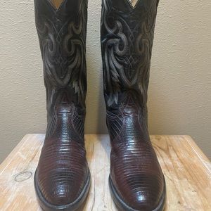 Tony lama lizard skin brown boots mens size 10 B